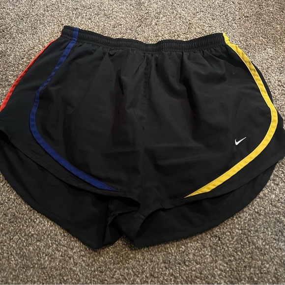 Nike Women's Black Running Shorts with Multicolor Stripes size M - Picture 1 of 3